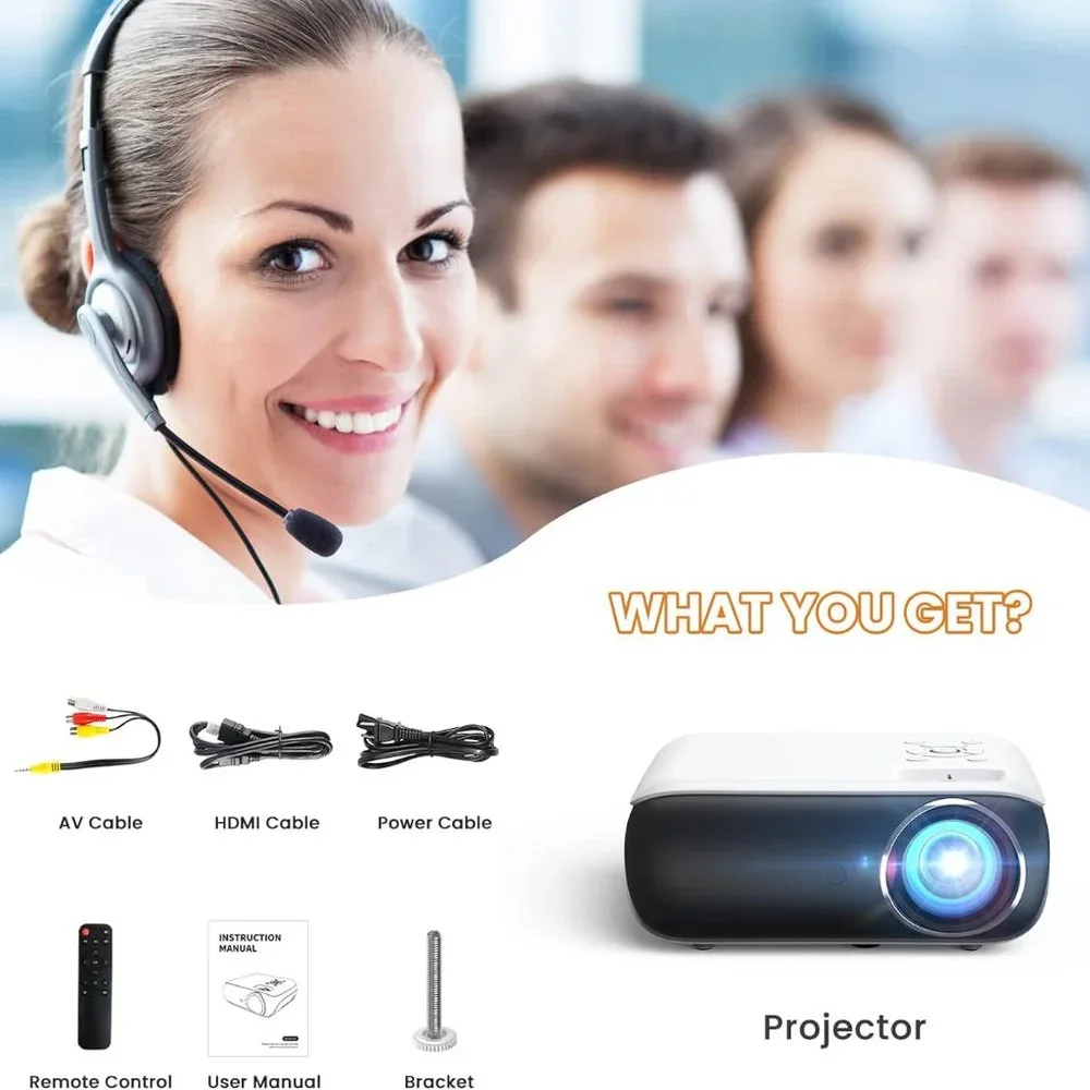 Projector, Native 1080P Bluetooth Projector with 100